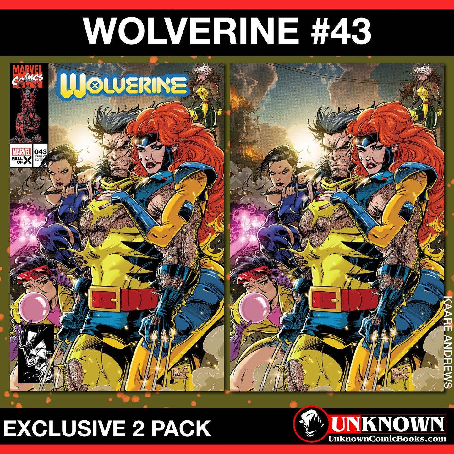 [2 Pack] Wolverine 43 Unknown Comics Kaare Andrews Exclusive Var (02/14/2024)