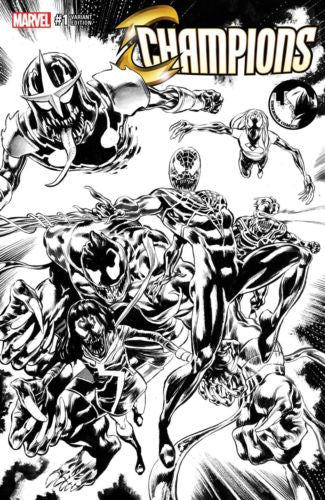 Champions 1 Unknown Comics Exclusive B&W Var Perkins 2016