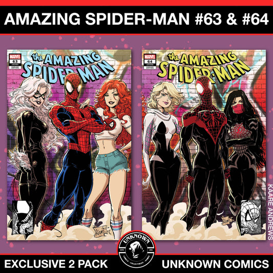 [2 Pack] Amazing Spider-Man #63-#64 Unknown Comics Kaare Andrews Connecting Covers Exclusive Var (12/25/2024)