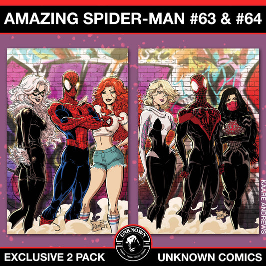 [2 Pack] Amazing Spider-Man #63-#64 Unknown Comics Kaare Andrews Connecting Covers Exclusive Virgin Var (12/25/2024)