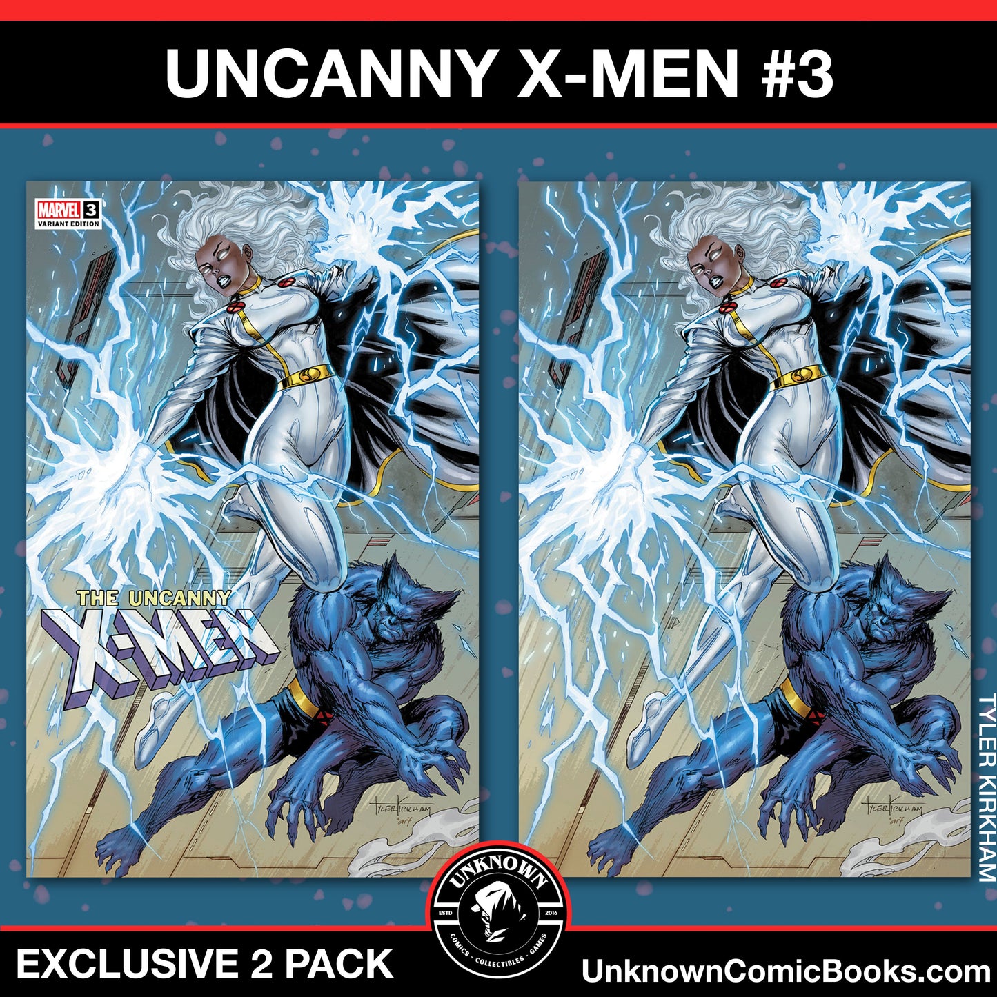 [2 Pack] Uncanny X-Men #3 Unknown Comics Exclusive Tyler Kirkham Connecting Var (09/25/2024)